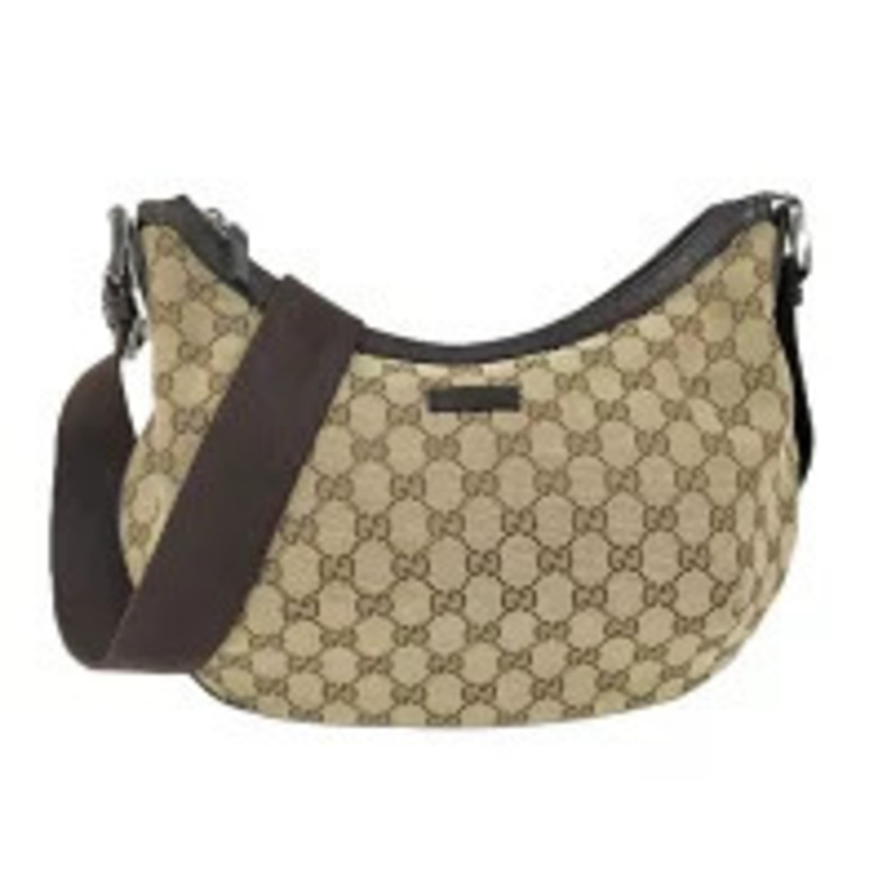 Gucci Shoulder Bag GG Canvas Leather Brown Beige Cream